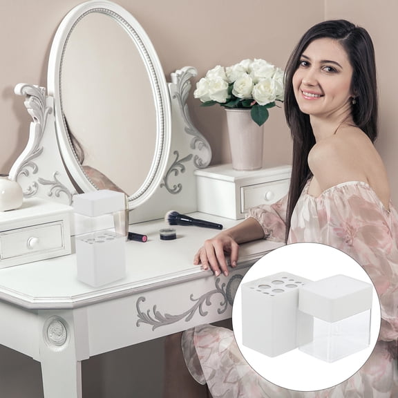 GETAJGHSD White ABS Acrylic Makeup Brush Organizer for Easy Travel 1Pc