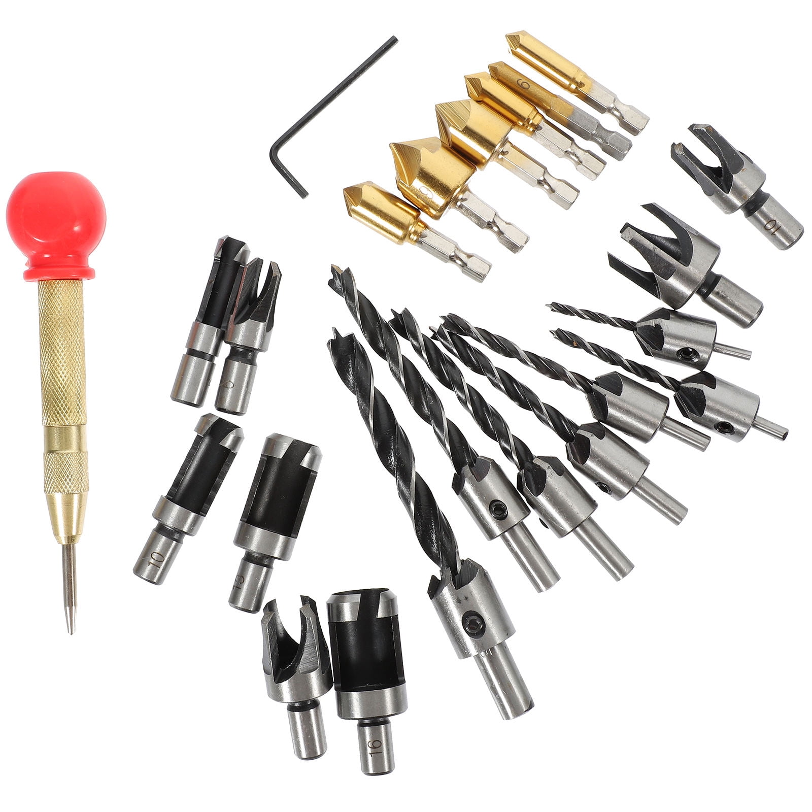 GOOHOCHY Wood Countersink Drill Bit Set with Plug Cutter, Assorted High- Bits for Precision Woodworking, Complete Set