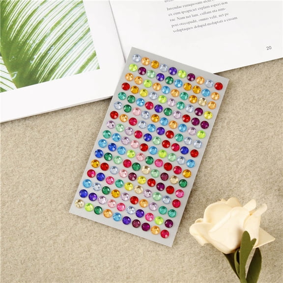 GOOHOCHY Acrylic Rhinestone Craft Stickers, Assorted Adhesive Gems for Decoration, 12 Sheets for Scrapbooking and Art Projects