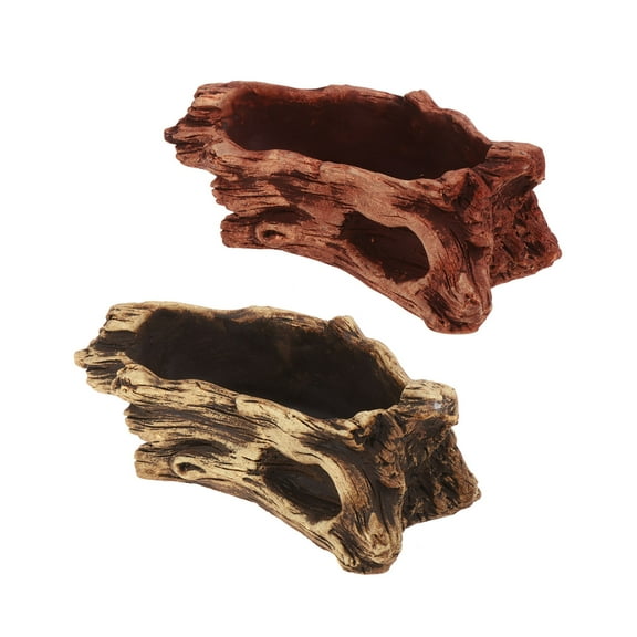 GOOHOCHY Creative Desktop Flowerpot Simulated Wood Stump Root Cement Basin Leakproof Succulent Plant Potted Acessories for Home Ornament Landscape Supplies (Yellow)