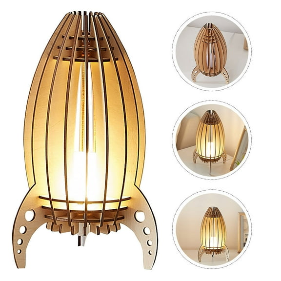 GOOHOCHY Night Light for Boy Space Rocket Shape Wood 1Set 9.82x4.72x4.72in