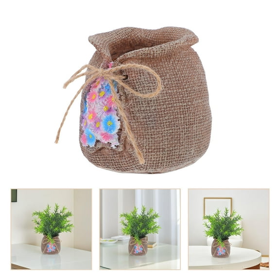 GOOHOCHY  Creative Succulent Flower Pots Burlap Bag-shaped Planter Office