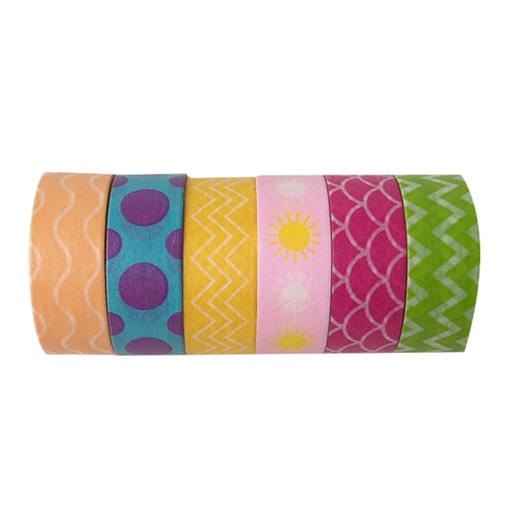 GOOHOCHY Creative Washi Paper Tape for DIY Crafts Transparent Chic Design Adds Comfortable Mood to Life 6 Rolls