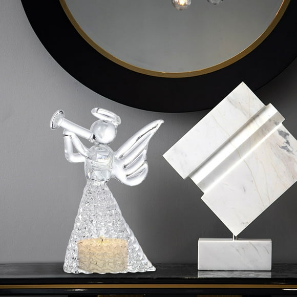 GOOHOCHY  Crystal Glass Candle Holder Angel Candlesticks Decor Decorations