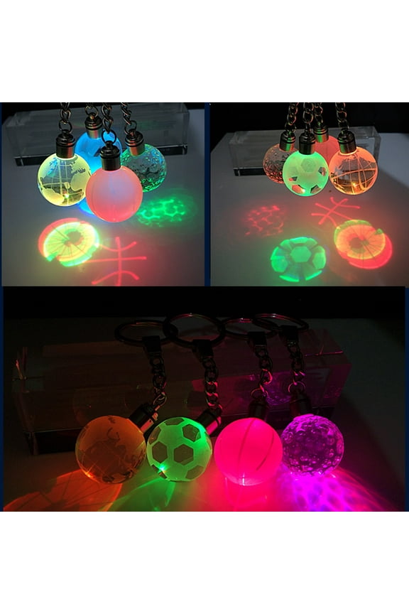 GOOHOCHY Crystal Globe Keychain with LED Light for Decoration Gift 3D Basketball Style