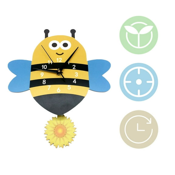 GOOHOCHY Cute Large Numeral Display Wall Clock Cartoon Bee Shape