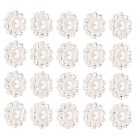 GOOHOCHY DIY Handicraft Buttons Resin White 50Pcs 1.4X1.4Cm