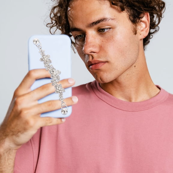 FUEENIRVA Metal Chain Mobile Phone Lanyard Silver Phone Case Accessories 1Set for Valentine's Day