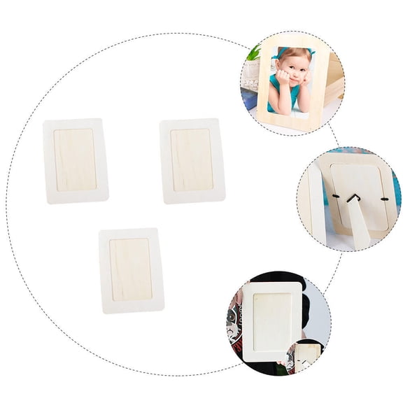 GOOHOCHY DIY Photo Frame for Kids Made of Timber Beige Color Stylish Desk Picture Holder 3 Pieces
