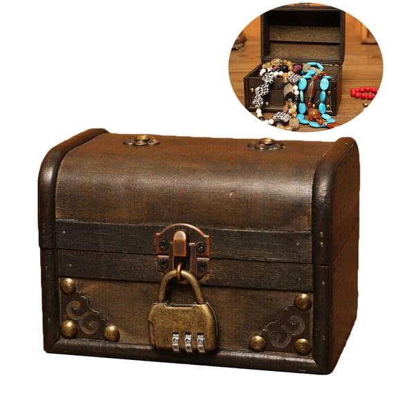 GOOHOCHY Dark Brown Wooden Storage Box and Unique for Storing Small Items 8.5 x 5 x 3 Inches