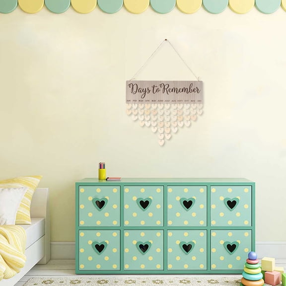 GOOHOCHY Days to Remember Reminder Board DIY Wooden Calendar Hanging Decor With Heart-Shaped Plate