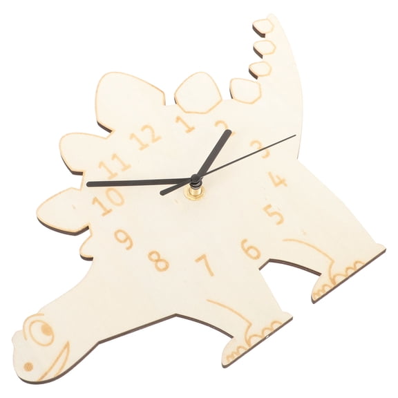 ADDHAT Cartoon Wall Clock Kids Wall Mount Beige Silent Movement Bedroom Decoration 1Set