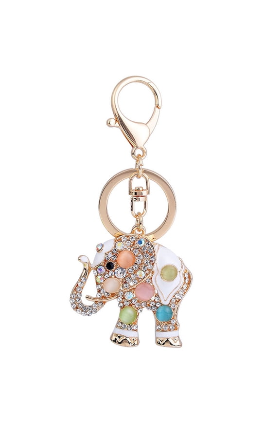 Delicate Elephant Rhinestone Keyring Purse Bag Pendant Decoration Hanging Ornament Keychain Valentine's Day Gift ( Color)
