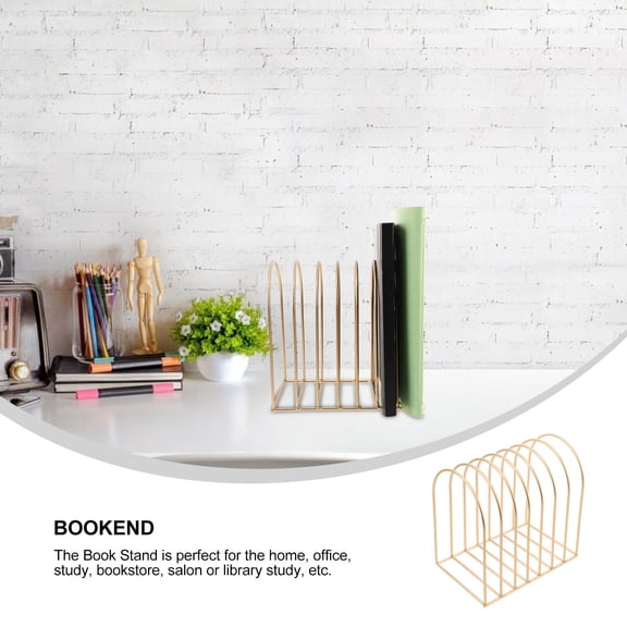 GOOHOCHY Iron Desk Magazine Organizer Small Bookshelf Holder for Office, Dorm, Bedside Tabletop - Organize Magazines, Books, Files