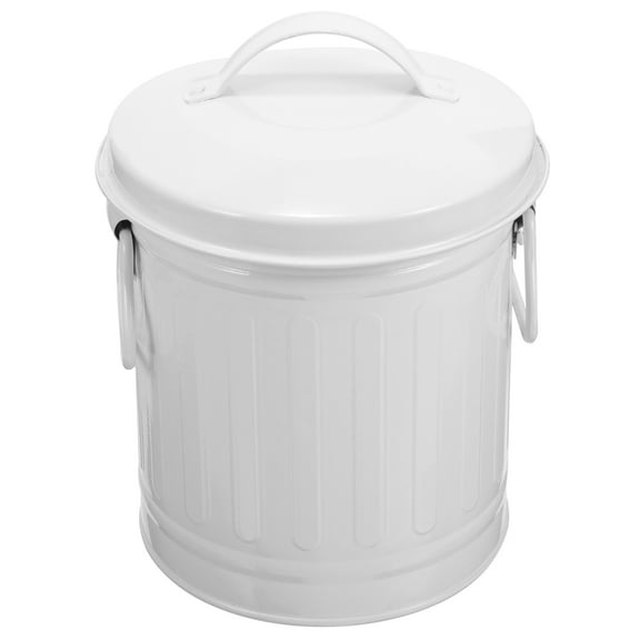 FUEENIRVA Small Metal Trash Can White Rustic American Retro Style Car 1Pcs 7.5X5.1X5.1in