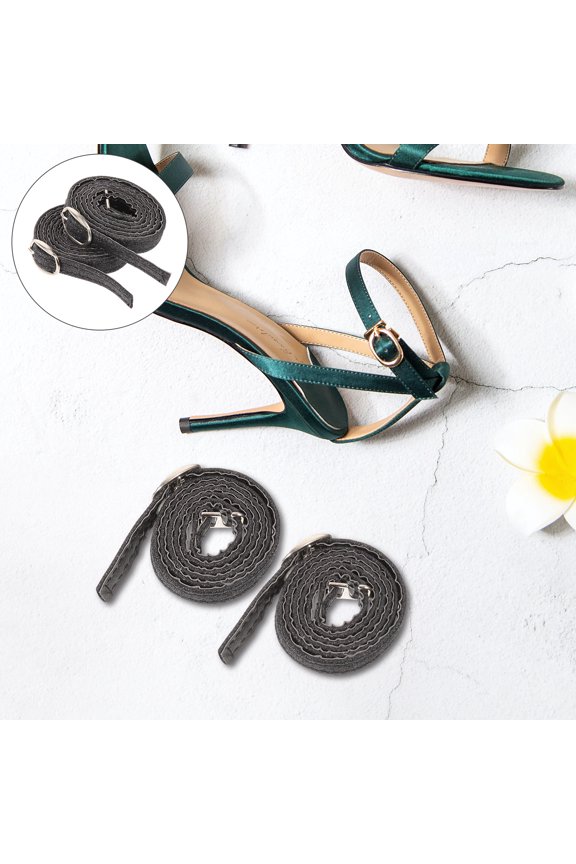 Adjustable Detachable Buckle Ankle Straps for Heels, Versatile Grey PU Fashion Accessories