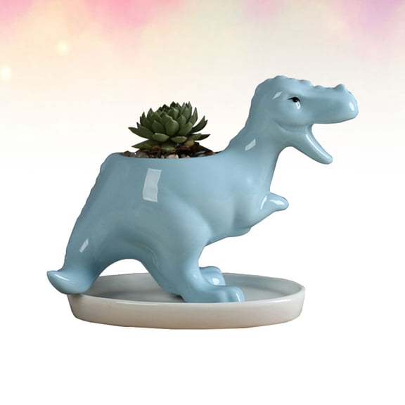 HINTRMENT Animal Shape Cartoon Flowerpot Ceramic Sky-blue Colleagues Office Decoration 1Pcs