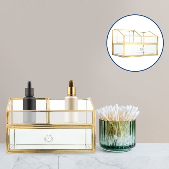 GOOHOCHY Double-layer Glass Storage Box Creative Practical