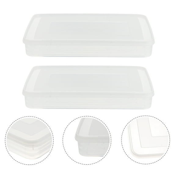 GOOHOCHY Dumpling Containers With Lids 2Pcs Transparent Rectangular For Food Storage In Home