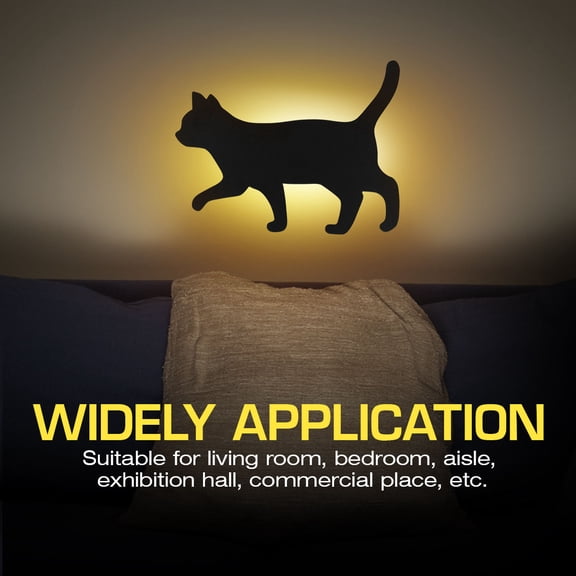 GOOHOCHY Durable Black Cat LED Voice Control Night Light for Bedside Use Acrylic Material Size 3 AA Batteries Not Included