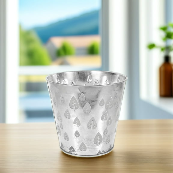 GOOHOCHY Durable Grey Iron Flower Preservation Container with Exquisite Carved Maple Leaf Design for Planting Use Size 10.5 Inch