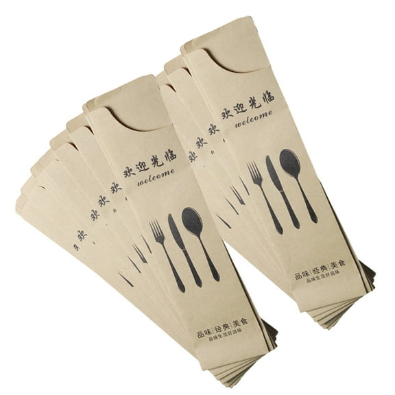 ADDHAT Utensil Pouch Bag Kraft Paper Cutltery Holders Assorted Color 100Pcs