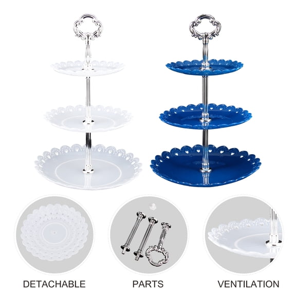 GOOHOCHY Ecofriendly Three Layer Dessert Stand for Cake Display Made of PP Assorted Color 7.87x7.87 Inches