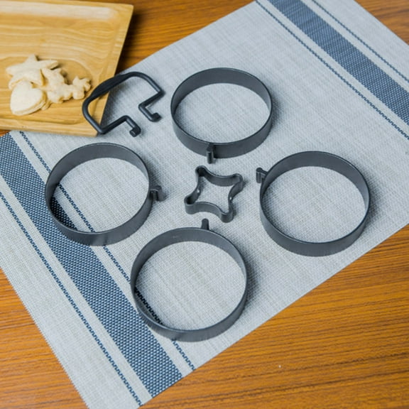 GOOHOCHY Egg Fry Mould Supplies Metal Mold Bite Maker Ring Frying Rings Black