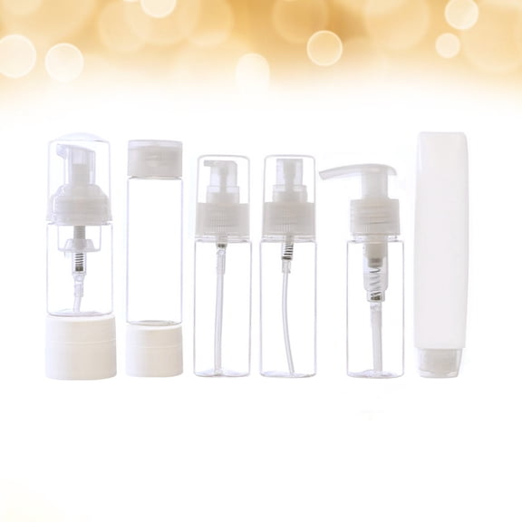 GOOHOCHY Eight Piece Set of Empty Plastic Bottles for Toiletries White Travel Kit for Storage