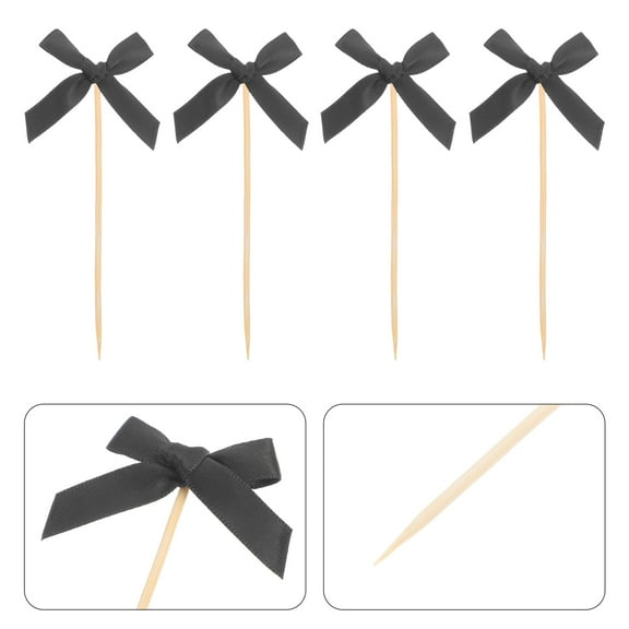 GOOHOCHY Elegant Fabric Bow Dessert Picks for Decor Black Cake Supplies Versatile Use 20pcs