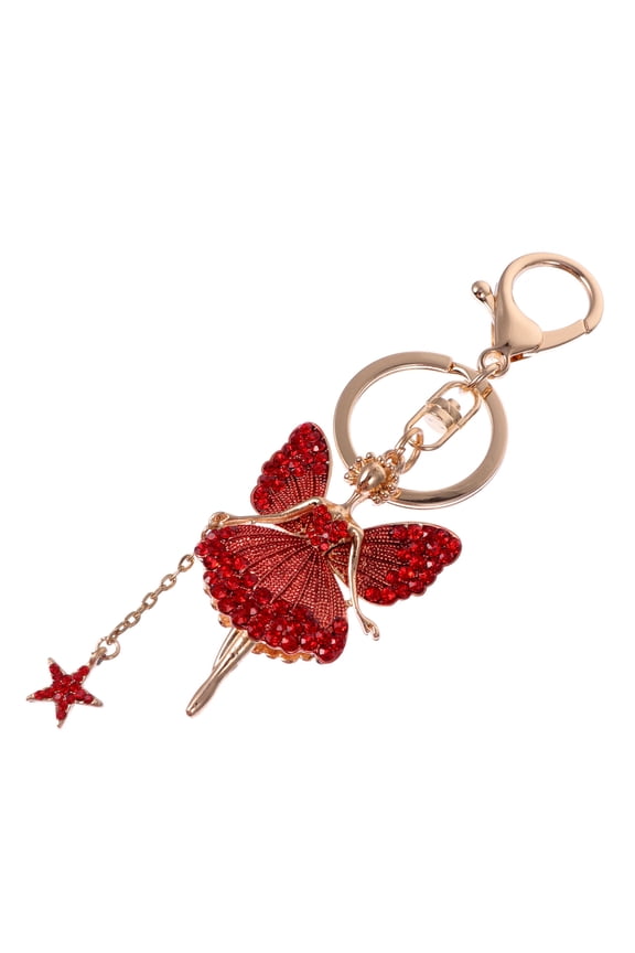 Red Metal Flower Fairy Keychain, Stylish Decorative Charm for Keys, Bags, and Accessories, 1 Piece
