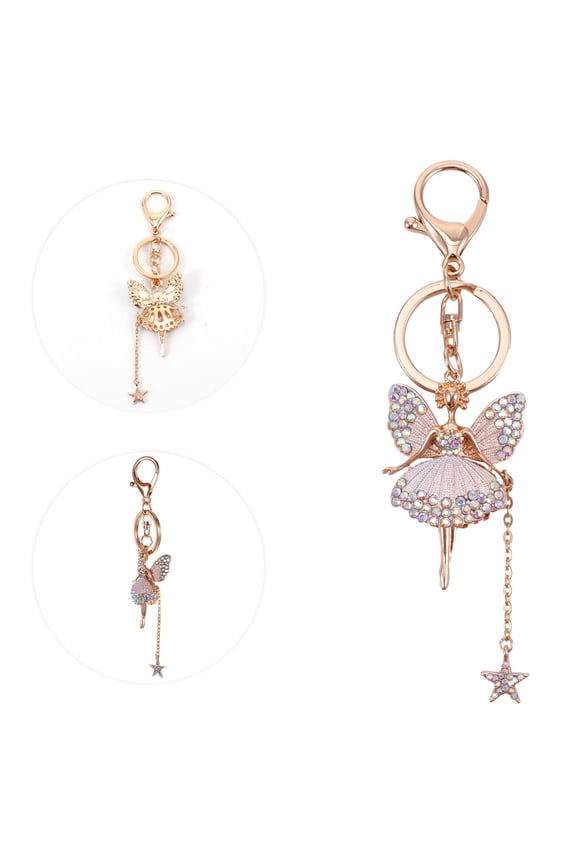 Elegant Flower Fairy Key Chain with for Decor White Metal 1pc