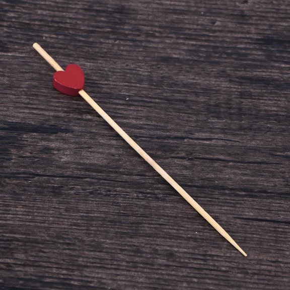 GOOHOCHY Elegant Handmade Bamboo Cocktail Picks with Heart Shape Bead for Fruit Appetizers 12 cm