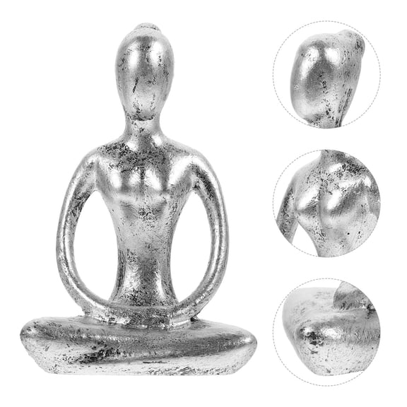 GOOHOCHY Elegant Resin Thinker Statue in Silver for Home Decor Lightweight and Lifelike Yoga 7.5 Inches