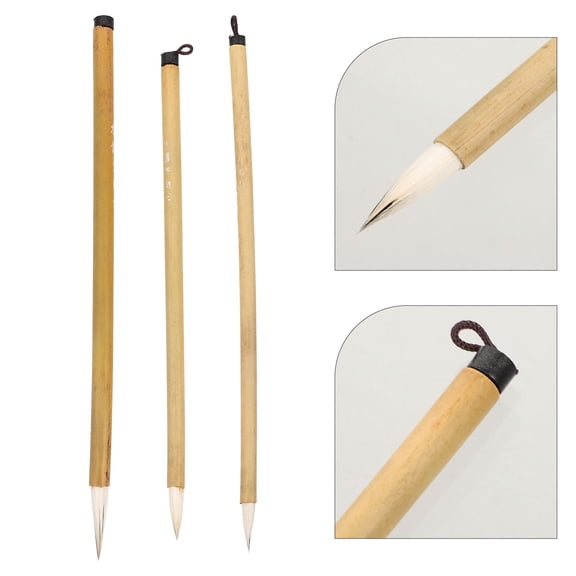 GOOHOCHY Ergonomic Art Brush for Drawing with Fine Details Beige Wood and for Ceramics 3Pcs