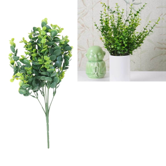 Mobutofu GooHochy 4Set Eucalyptus Artificial Plants Faux Greenery Bright Green Plastic UV Resistant