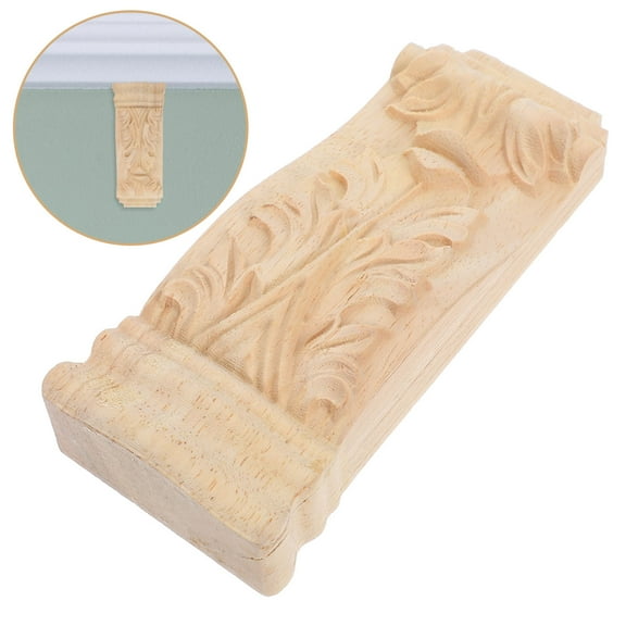 GOOHOCHY Exquisite Light Yellow Wood Carved Corbels for Doorway Decoration European Style Design 4.5 Inch