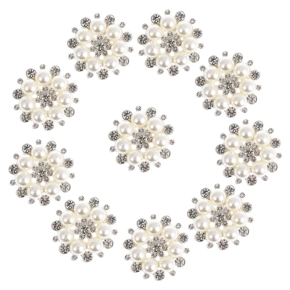 FUEENIRVA Flower Button Multi Rhinestone Faux Pearls for Bags and Garment 10Pcs