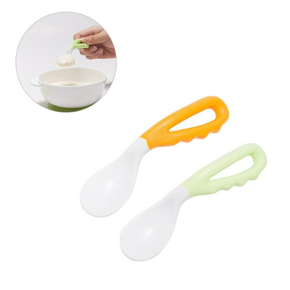 GOOHOCHY Feeding Spoons for Babies 2Pcs Assorted Color PP with Curve Design