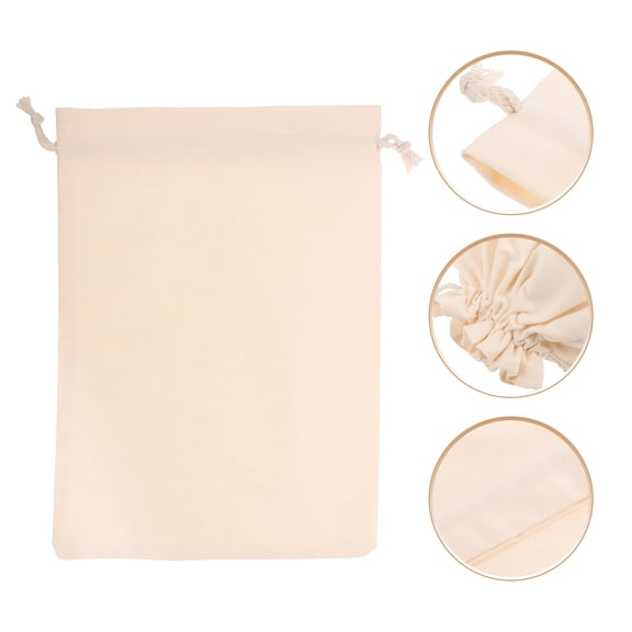 FUEENIRVA GooHochy Reusable White Linen Bread Storage Bag with Drawstring Closure, Simple Design for Home Kitchen Use