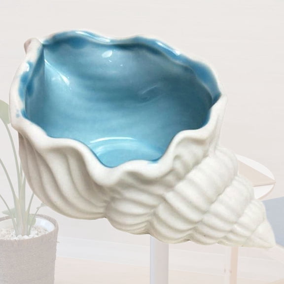 Mobutofu 1Pc White Ceramic Conch Plant Container Succulent Pot with Leak Proof Design for Desk
