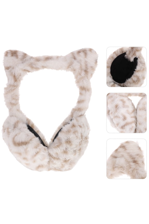 Fluffy Furry Leopard Print Earmuffs Ear Warmer Miss 22X17X12CM