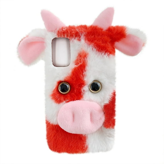 GOOHOCHY Fluffy Phone Cover with Protective TPU and Plush Material Red Color for Phone 5G Compatible