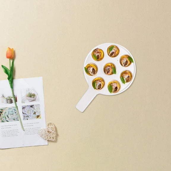 GOOHOCHY  French Baked Snail Plate White Porcelain Seafood Serving Platter Footed