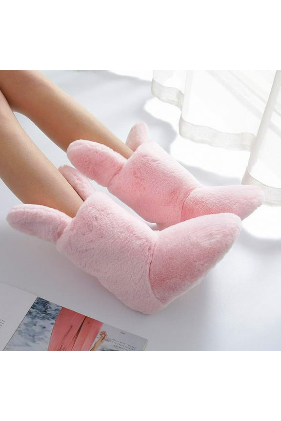 GOOHOCHY Fuzzy Warm Cotton Boots Women's Cotton Boots Miss 7 Pink