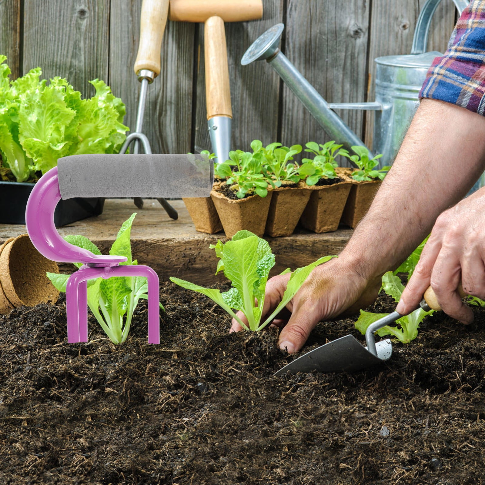 Claw Hoe With Handle – Soil Hand Fork & Digging Dutch Cultivator, Steel, Multicolor
