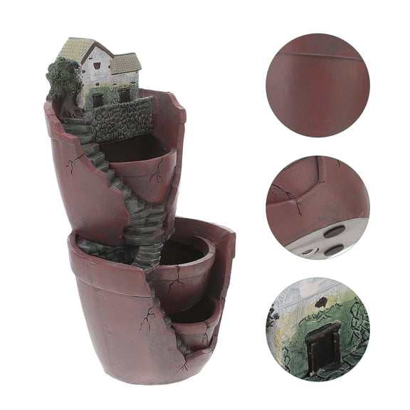 GOOHOCHY Garden Ornaments Dual Layer Sky Garden Pot Flower Cacti Sedum Succulent Bonsai Planter Box Resin Crafts for Home Store