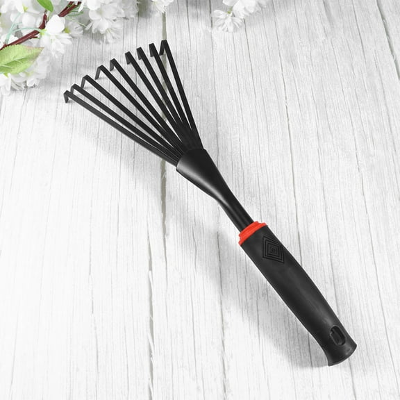 FUEENIRVA 1PC Debris Collection Gardening Rake Black Stainless Steel Grass Rakes for Lawns for Friends