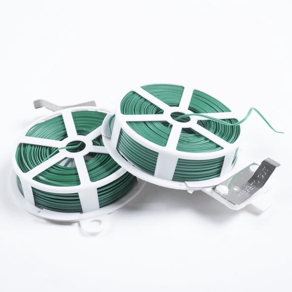 GOOHOCHY Gardening Fixed Strap Plastic Coated Iron Wire Ties Tying Rope with Cutter 20M Green