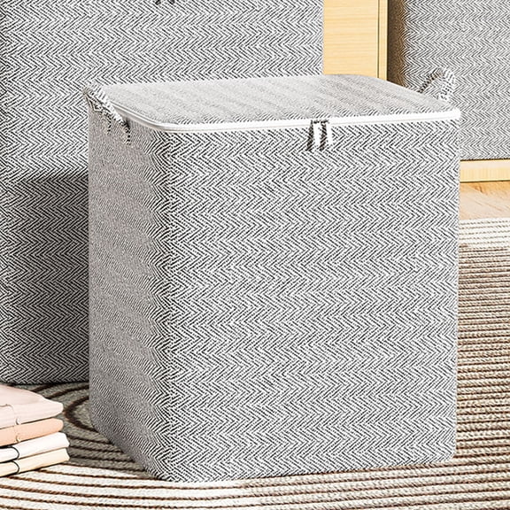 FUTUREORYY Grey Fabric Comforter Storage Bag with Handles, Large Organizer for Clothes, Bedding, and Blanket Storage